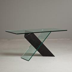 A Black Stone and Glass Console Table designed by Reflex 1980s