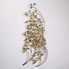 A Brassed Metal Branch Wall Sculpture by Curtis Jere 1982