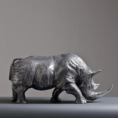 A Cast Aluminium Sculpture of a Rhinoceros by Christian Maas