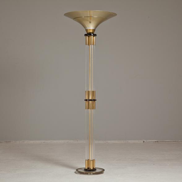 A Chunky Lucite and Brass Uplighter 1970s