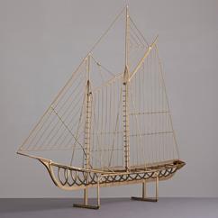 A Curtis Jere Designed Metal Boat Table Sculpture USA
