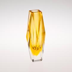 A Facet Cut Murano Sommerso Glass Vase with a Gold Centre