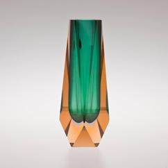 A Facet Cut Murano Sommerso Glass Vase with a Teal Centre