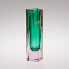 A Facet Cut Murano Sommerso Vase with a Green Centre