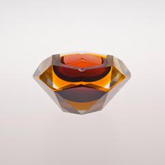 A Facet Murano Sommerso Glass Ashtray 