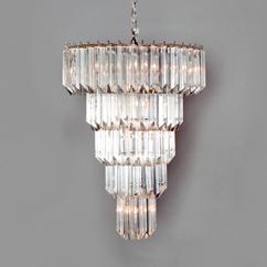 A  Five Tiered Circular Framed Lucite Chandelier 1970s