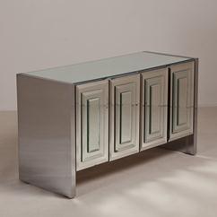 A Four Door Mirrored and Steel Wrapped Cabinet by Ello 1960s