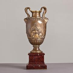 A French Bronze Urn on Marble Base circa 1860