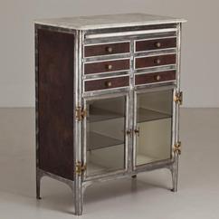 A French Steel Cabinet with Retractable Marble Shelf 1940s