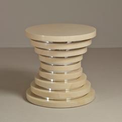 A Goatskin Circular Hourglass Table Attributed to Karl Springer 1980s