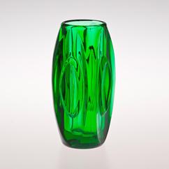 A Green Glass Vase designed by Rudolf Schrotter for Sklo 1960/70s