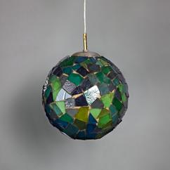 A Green Spun Resin Lamp with Green Glass Detail