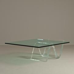 A Heavy Lucite Cantilevered Coffee Table 1970s