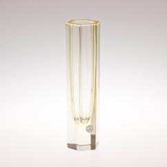 A Hexagonal Murano Sommerso Glass Vase with a Lemon Centre 