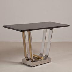 A Karl Springer Attributed Console Table with Marble Top 1970s