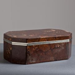 A Karl Springer Coconut Veneered Box with Nickel Plated Mounts