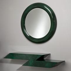 A Karl Springer Style Console Table and Mirror