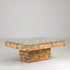 A Karl Springer designed Cork Veneered Coffee Table 1970s