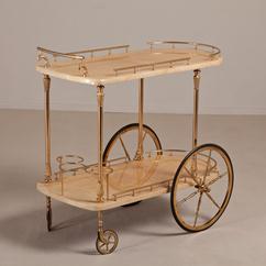 A Lacquered Goatskin Aldo Tura designed Barcart 1950s