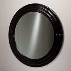 A Large Black Lacquered Circular Mirror 1970s