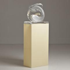 A Large Ivory Coloured Lucite Lightbox Pedestal