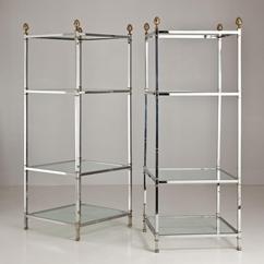 A Large Pair of Nickel and Brass Etageres 1960s