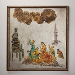 A Large Philip and Kelvin LaVerne Designed Buddha Panel USA 1970s