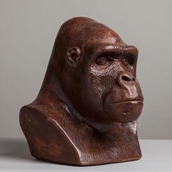 A Large Terracotta Gorilla Head Sculpture USA 1984