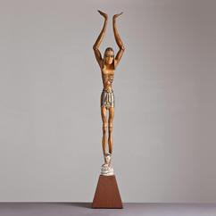 A Large Wooden Carved Egyptian Figure 1940s