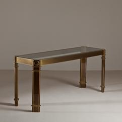 A Mastercraft Brass Framed Console Table 1970s