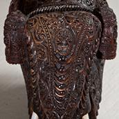 A Mid 19th Century Teak Indian Elephant With Carved Bone Tusks  Alternate image