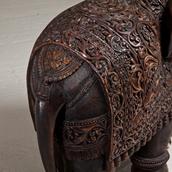 A Mid 19th Century Teak Indian Elephant With Carved Bone Tusks  Alternate image