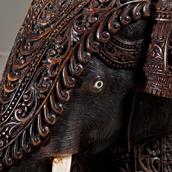 A Mid 19th Century Teak Indian Elephant With Carved Bone Tusks  Alternate image