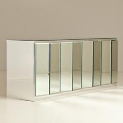 A Mirrored Cabinet with Laminated Steel Ends 1980s