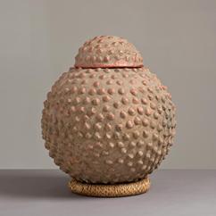 A Moroccan Textured Terracotta Lidded Pot