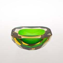 A Multi Facet Cut Murano Sommerso Glass Ashtray