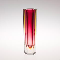 A Murano Sommerso Glass Vase with a Pink and Gold Centre