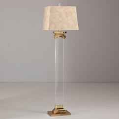 A Neoclassical Style Lucite and Brass Floor Lamp 1970s