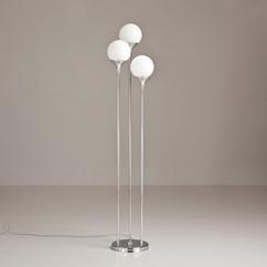 A Nickel Plated Floor Lamp with Opaque Domed Shades 1960s