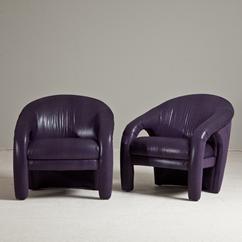 A Pair of Armchairs Upholstered in a Faux Shagreen Fabric 1980s