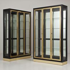 A Pair of  Black and Brass Cabinets by Mastercraft 1960s