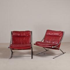A Pair of Chromium Steel Zeta Armchairs by Paul Tuttle 1960s