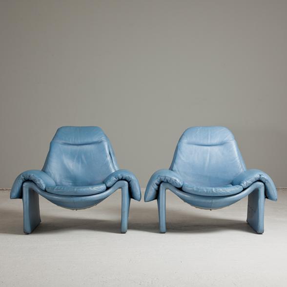A Pair of Introini designed for Saporiti Armchairs 1970s 