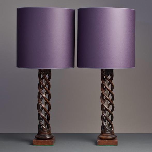 1950table Lamps on Pair Of James Mont Designed Twisted Wooden Table Lamps 1950s