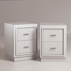 A Pair of Lane Dove Grey Lacquered Side Cabinets