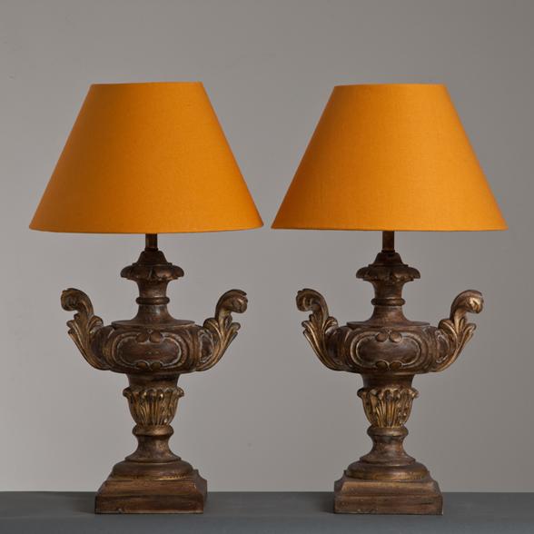 A Pair of Large Plaster Urn Shaped Table Lamps 1950s