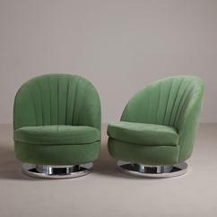 A Pair of Milo Baughman Swivel and Tilting Armchairs late 1970s
