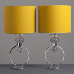 A Pair of Nickel and Lucite Table Lamps 1980s