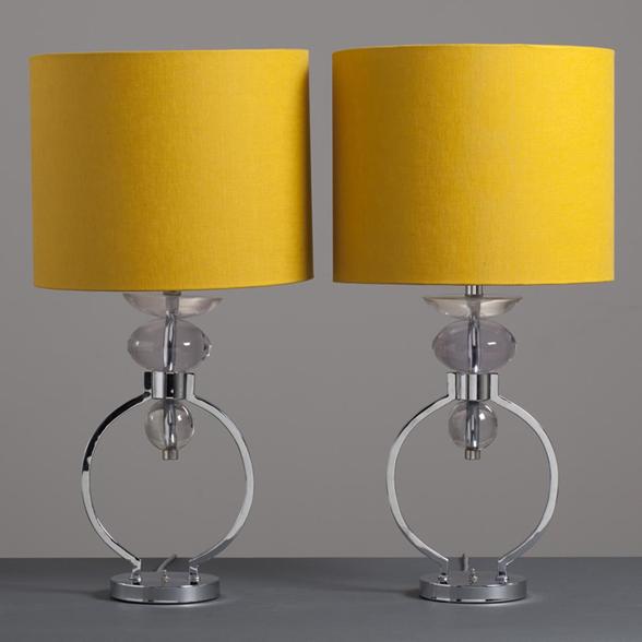 A Pair of Nickel and Lucite Table Lamps 1980s