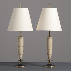 A Pair of Parzinger Style Stained Ash Table Lamps 1950s